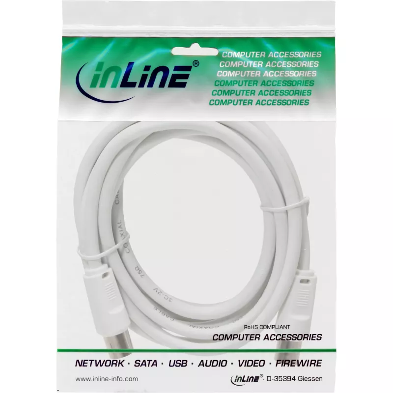 InLine antennikaapeli 2-kertainen suojaus Ultra-Low-Loss >75 dB valkoinen 2 m
