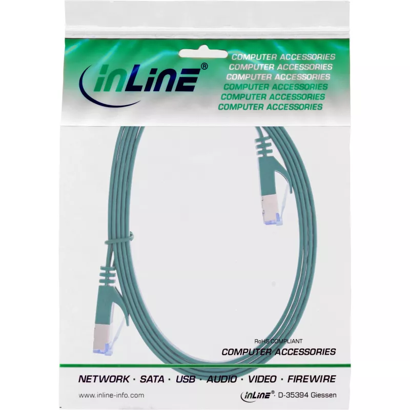 InLine litteä patch-kaapeli, U/FTP, Cat.6A, vihreä, 0,5 m