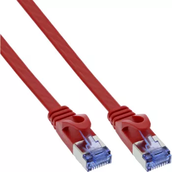 InLine U/FTP Cat.6A litteä liitäntäkaapeli punainen 3 m