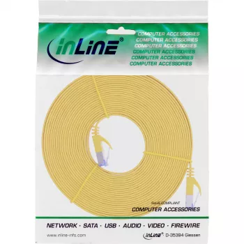InLine U/FTP Cat.6A litteä liitäntäkaapeli keltainen 10 m