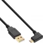 InLine Micro-USB-2.0-kaapeli USB Type-A uros / Micro-B uros, kulmamalli, musta, 2 m