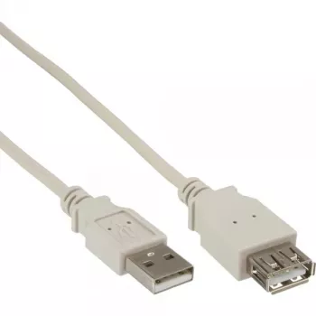 USB 2.0 -jatkokaapeli Type-A uros/naaras InLine 34633 beige 0,3m