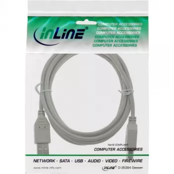 USB 2.0 -jatkokaapeli Type-A uros/naaras InLine 34633 beige 0,3m