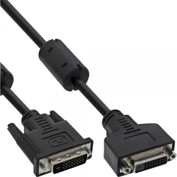 InLine DVI-D-kaapeli 24+1 M/F, Dual Link, 2 ferriittisydäntä, 5 m