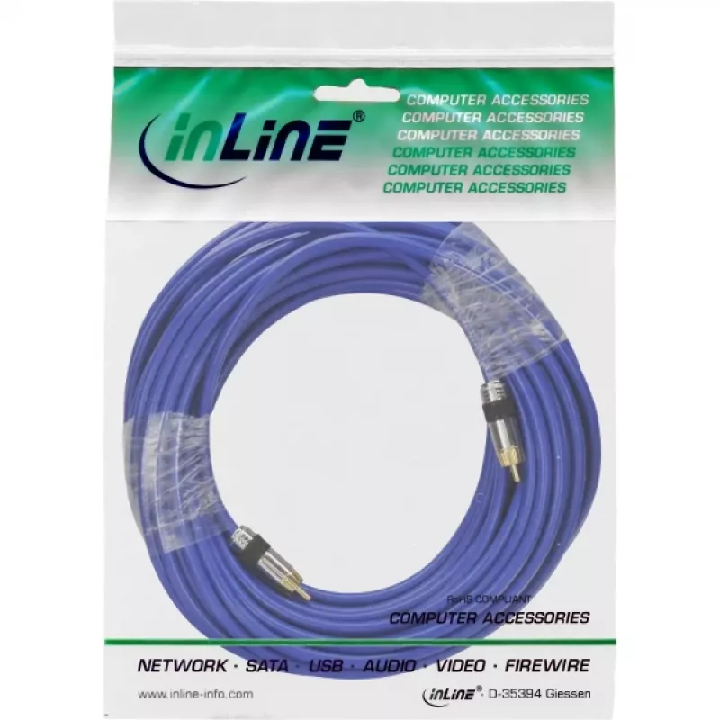InLine Premium RCA-audiokaapeli 1x RCA pistoke/pistoke kullattu 15 m