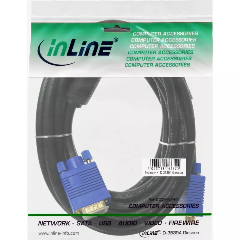 InLine S-VGA-kaapeli Premium 15HD pistoke/pistoke musta 10 m