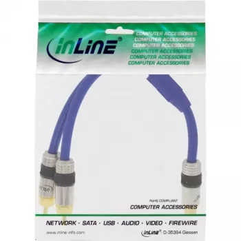 InLine RCA Y-kaapeli Premium 1x RCA naaras / 2x RCA uros kullattu 0,25 m