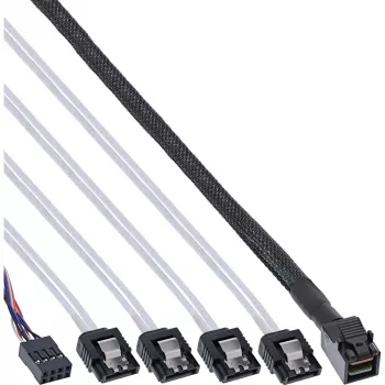 InLine Mini SAS HD -kaapeli SFF-8643 - 4x SATA + sideband 0,5 m
