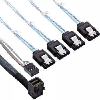 InLine Mini SAS HD -kaapeli SFF-8643 kulmaliitin - 4x SATA + sideband 1 m