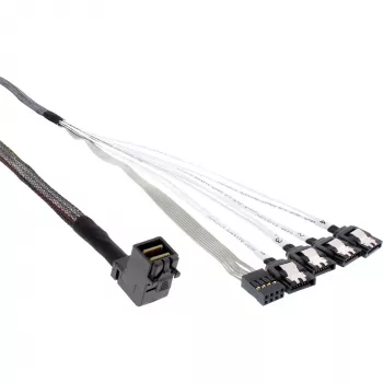 InLine Mini SAS HD -kaapeli SFF-8643 kulmaliitin - 4x SATA + sideband 0,5 m