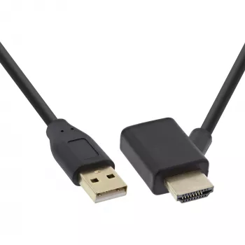 InLine HDMI-adapteri M/M USB-A-virtaliitännällä 0,5 m