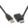 InLine HDMI-adapteri M/M USB-A-virtaliitännällä 0,5 m