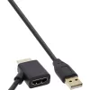 InLine HDMI-adapteri M/M USB-A-virtaliitännällä 0,5 m
