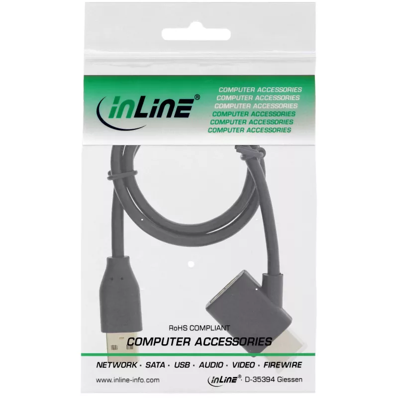 InLine HDMI-adapteri M/M USB-A-virtaliitännällä 0,5 m