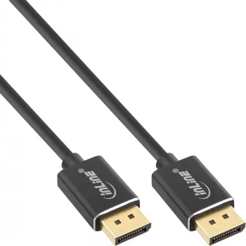 InLine DisplayPort 1.4 -kaapeli ohut, 8K4K, musta, kullatut kontaktit, 1 m