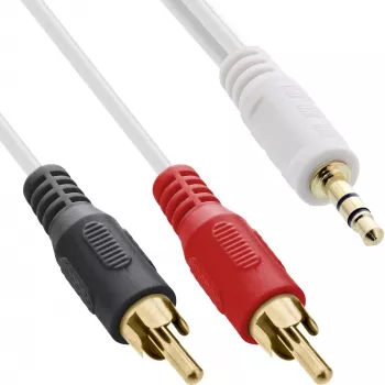 InLine audiokaapeli 2x RCA-uros / 3,5 mm plugi uros valkoinen/kulta 1,5 m