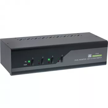 KVM-työpöytäkytkin InLine 63654I 4-porttinen kahden näytön DP 1.2 4K USB 3.0 audio