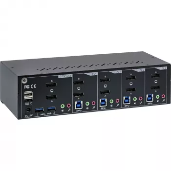 KVM-työpöytäkytkin InLine 63654I 4-porttinen kahden näytön DP 1.2 4K USB 3.0 audio