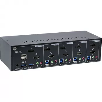 KVM-työpöytäkytkin InLine 62644I 4-porttinen kahden näytön DP+HDMI 4K USB 3.0 audio