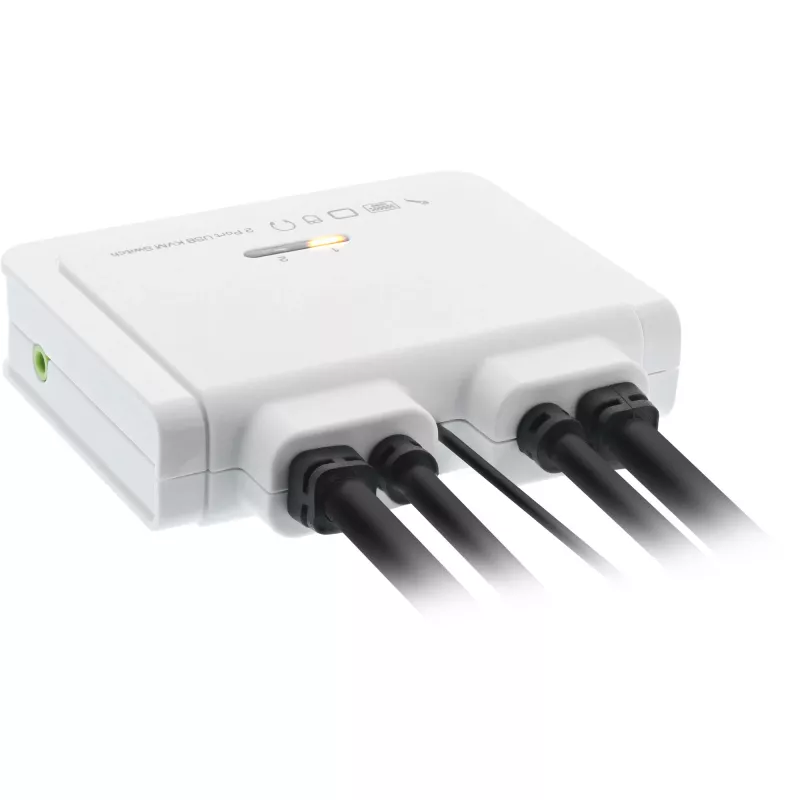InLine KVM-kytkin, 2-porttinen, USB-C - DisplayPort 1.2, 4K, audio, integroitu kaapeli