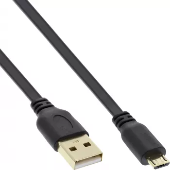 InLine Micro USB 2.0 -lattakaapeli USB A / Micro-B, musta/kulta, 0,3 m