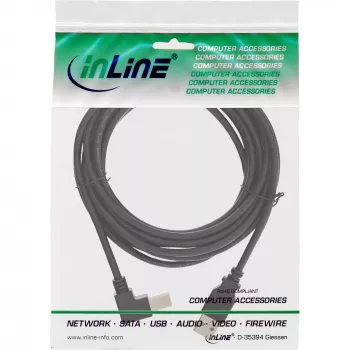 InLine USB 2.0 -kaapeli kulma Type-A-uros / B-uros, musta, 0,3 m
