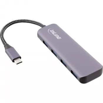 InLine USB 3.2 -keskitin, USB-C 4x USB A 10 Gb/s, alumiini, harmaa