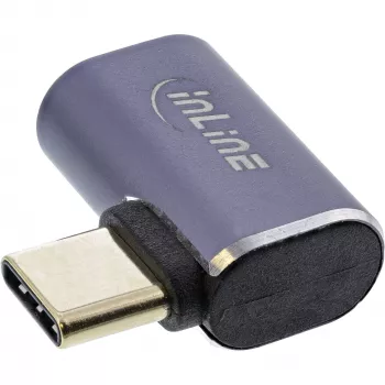 InLine USB4-sovitin, USB-C uros/naaras oikealle/vasemmalle kulma, alumiini, harmaa