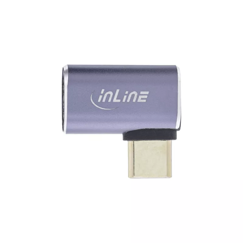 InLine USB4-sovitin, USB-C uros/naaras oikealle/vasemmalle kulma, alumiini, harmaa