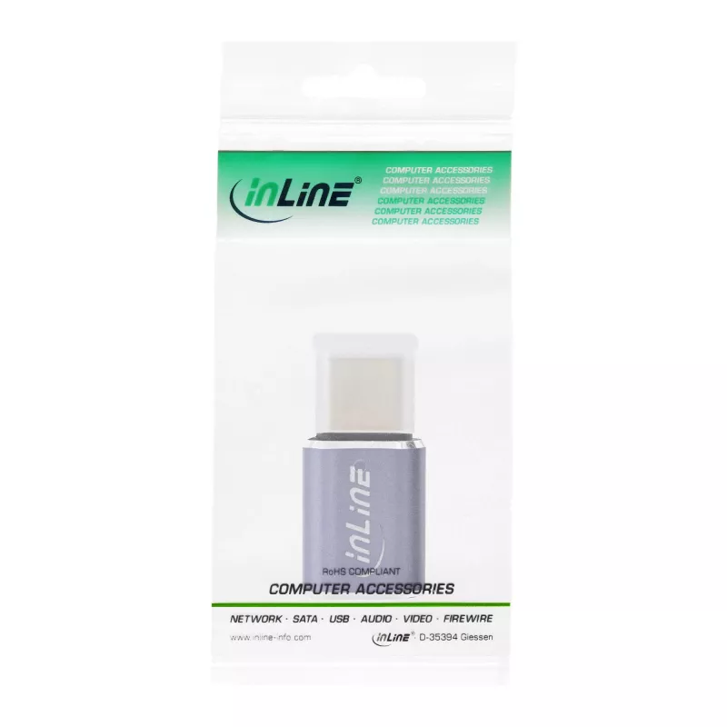 InLine USB4-sovitin USB-C uros/naaras alumiini harmaa 35900A