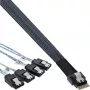 InLine ohut SAS-kaapeli, SFF-8654 - 4x SATA 7-pin, 12 Gb/s, 0,5 m