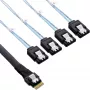 InLine ohut SAS-kaapeli, SFF-8654 - 4x SATA 7-pin, 12 Gb/s, 1 m