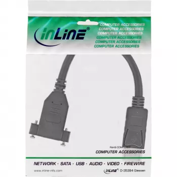 InLine DisplayPort uros - naaras laippakaapeli 0,2 m, musta