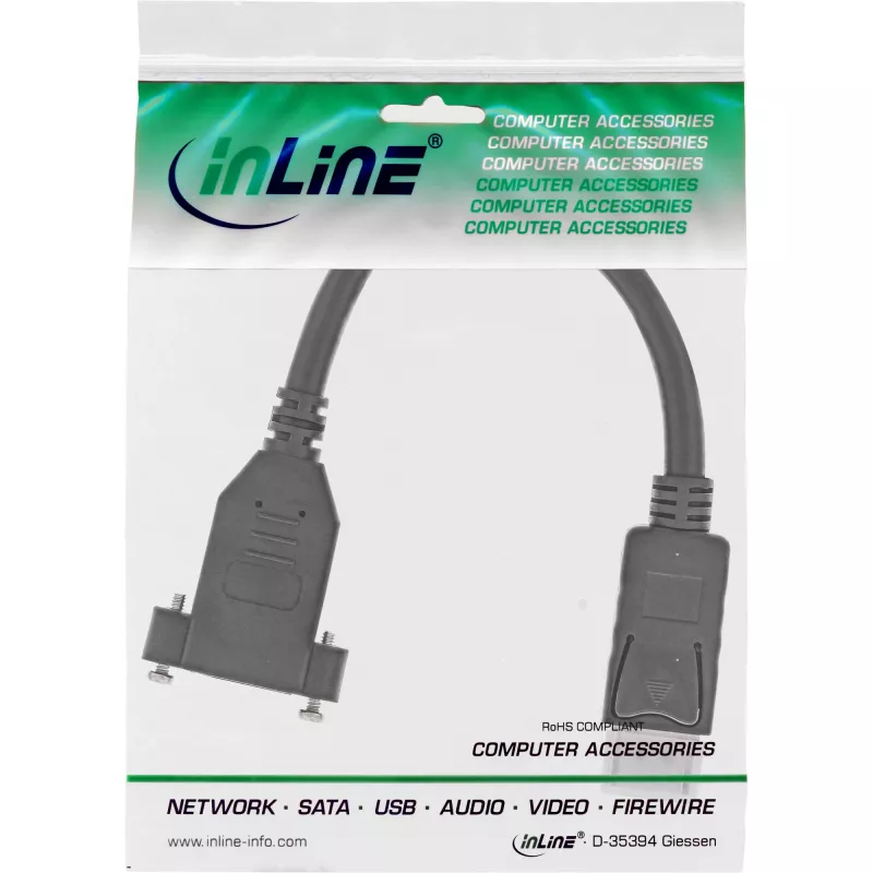 InLine DisplayPort uros - naaras laippakaapeli 0,2 m, musta