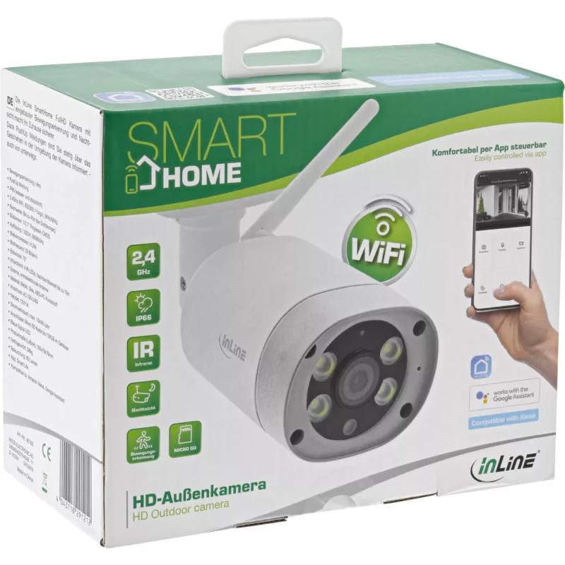 InLine SmartHome HD-ulkokamera LED-valolla, IP66