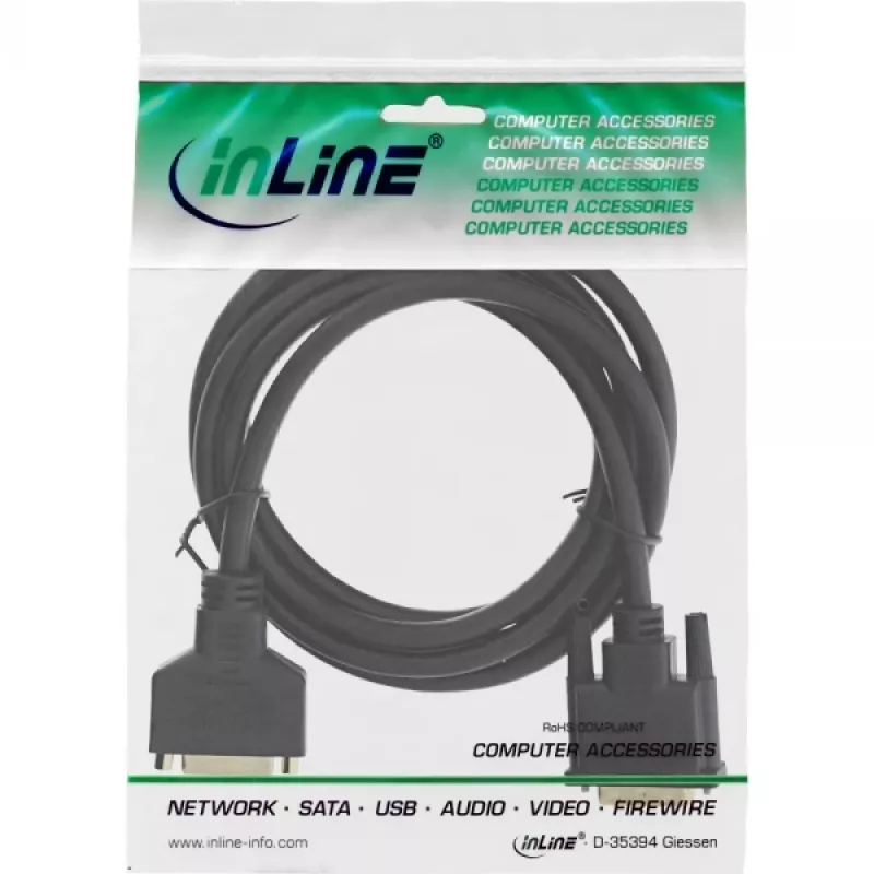InLine DVI-D-kaapeli Premium 24+1 uros naaras Dual Link kullattu 2 m
