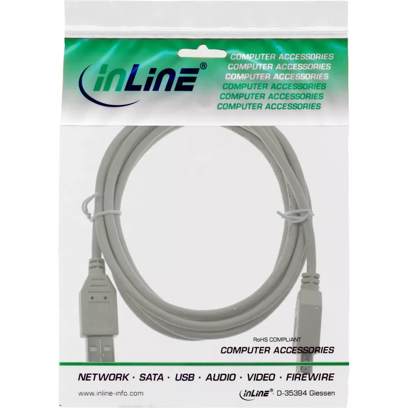 USB 2.0 -jatkokaapeli Type-A uros/naaras InLine 34603X beige 3 m