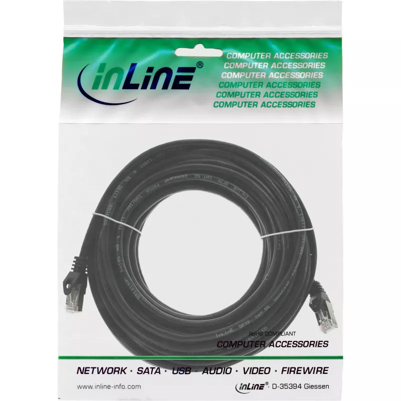 InLine patch-kaapeli SF/UTP Cat.5e musta 20 m, 20 m, Cat5e, SF/UTP (S-FTP), musta