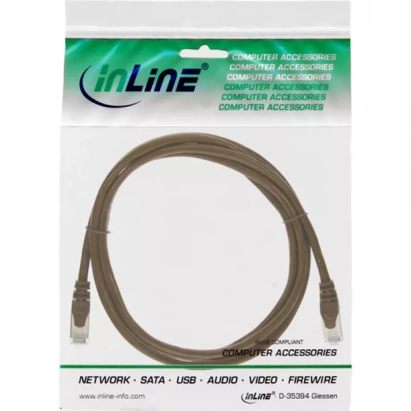 InLine patch-kaapeli SF/UTP Cat.5e ruskea 0,3 m