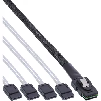 InLine SAS-kaapeli, Mini SAS SFF8087 4x SATA, crossover, OCF, 0,50 m