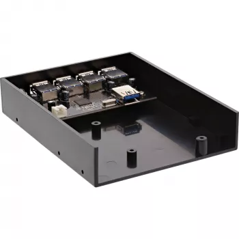 InLine 4-porttinen USB 3.0 -paneelikeskitin 3,5 tuuman levyasemapaikkaan, musta