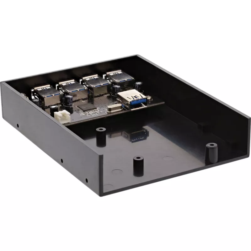 InLine 4-porttinen USB 3.0 -paneelikeskitin 3,5 tuuman levyasemapaikkaan, musta
