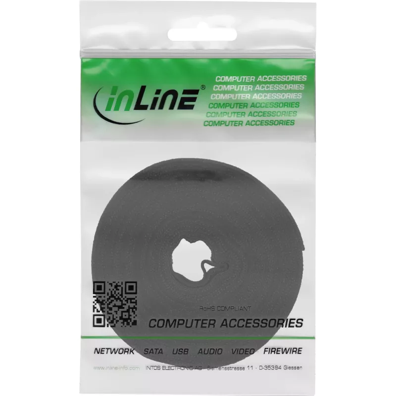 InLine nippuside tarranauhalla 16 mm musta 10 m