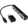 InLine USB OTG -kortinlukija ja 3-porttinen USB 2.0 -keskitin SDXC- ja microSD-korteille + adapteri