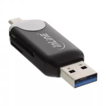 InLine USB3.0-kaksoiskortinlukija, USB-A ja Micro-USB 2.0 SDXC- ja microSDXC-korteille