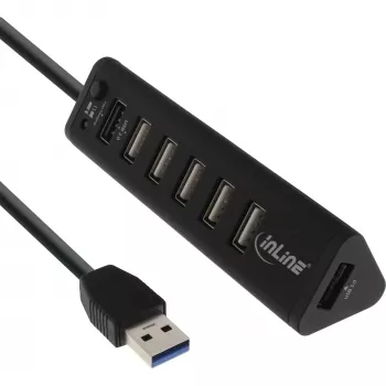 USB-keskitin InLine Smart Hub 7 porttia USB 3.0 ja 2.0 pikapikalatausportilla