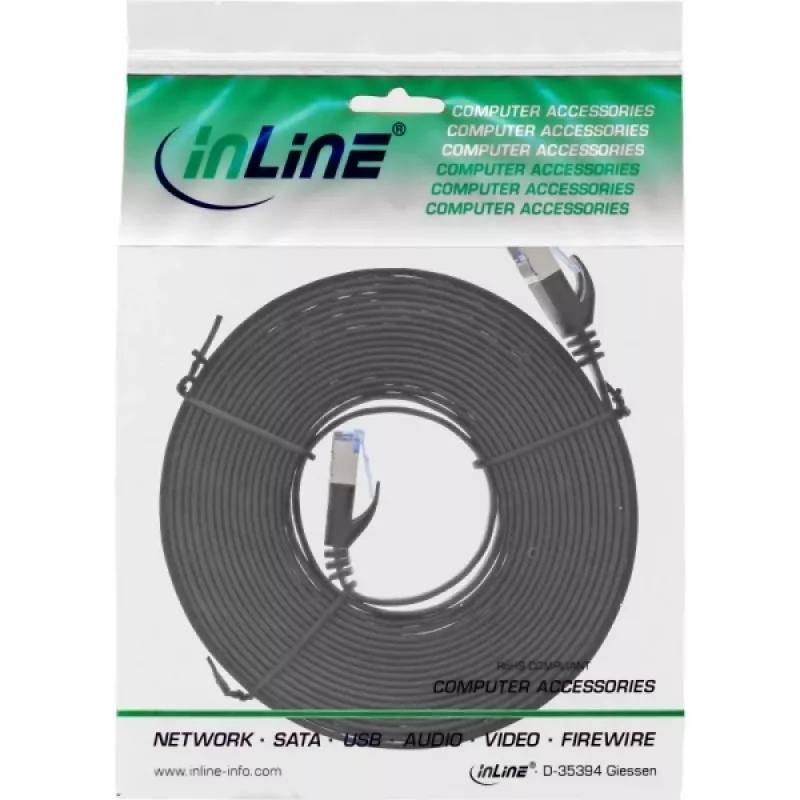 InLine litteä patchkaapeli, U/FTP, Cat.6A, musta, 5 m