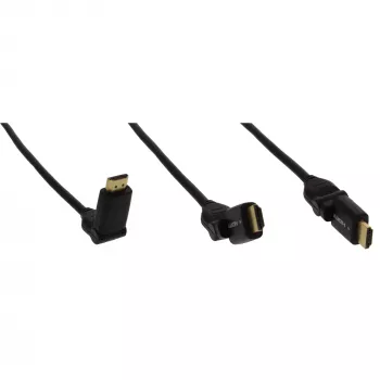 InLine High Speed HDMI-kääntyvä kaapeli, Ethernetillä, AM/AM, musta, kultakont., 0,5 m