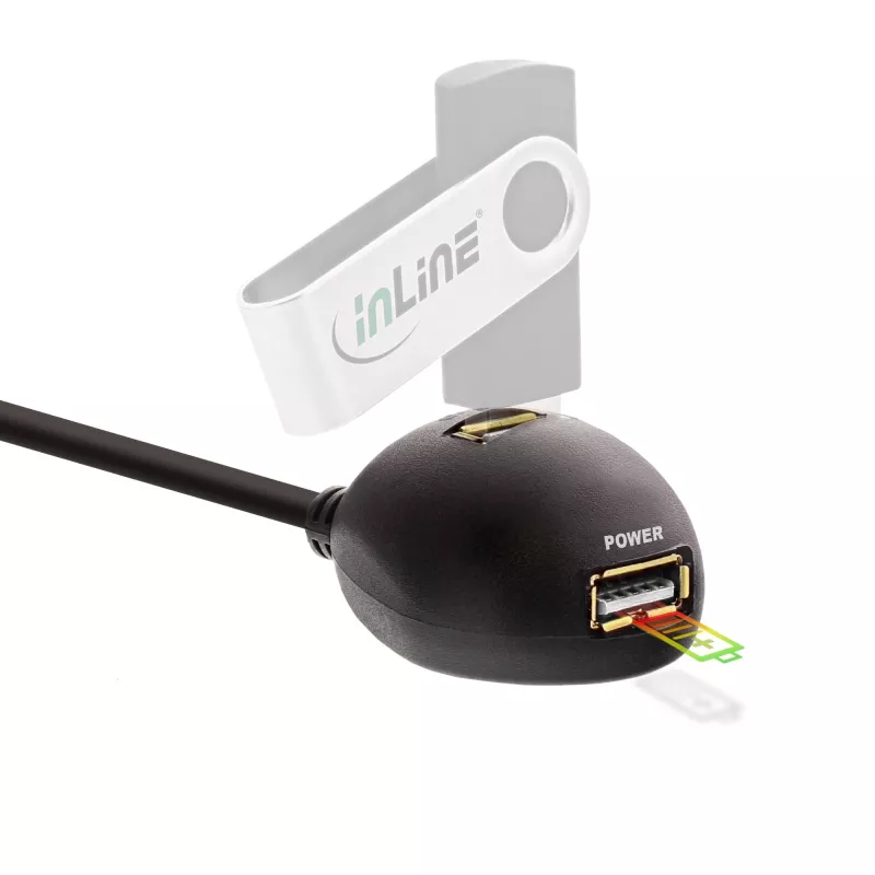 InLine USB 3.2 Gen.1 kaapeli USB Type-A pistoke / A liitin + virransyöttö, jalustalla, musta, 1 m