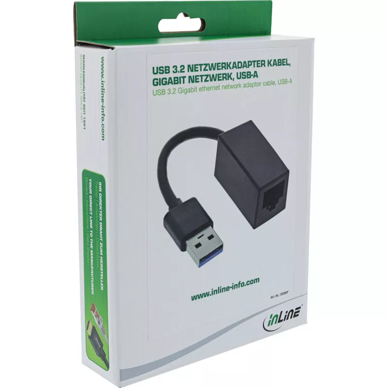 InLine USB 3.2 Gigabit Ethernet -verkkosovitinkaapeli, USB-A